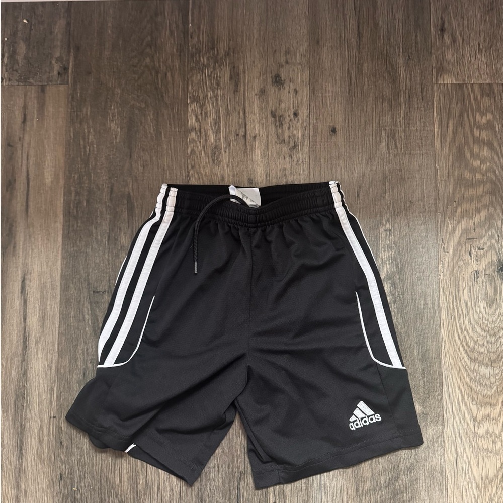 Kids Black and White Adidas Athletic Shorts